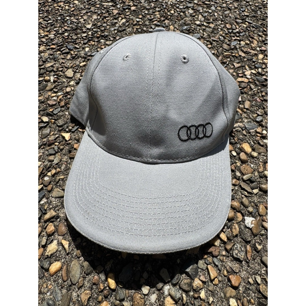 Audi Hat Cap‎ Mens Gray Adjustable Logo Strap Back